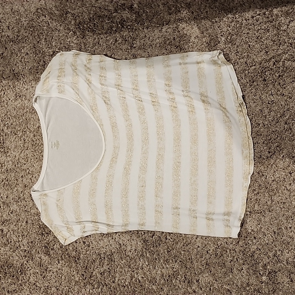 White & gold striped shirt